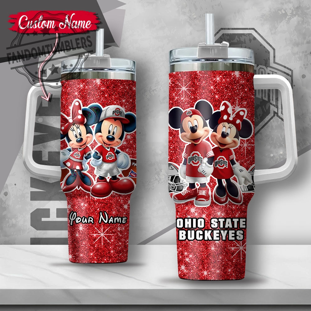 Ohio Buckeyes Mickey And Minnie Valentines Gift Stanley Cup 40 Oz Tumbler