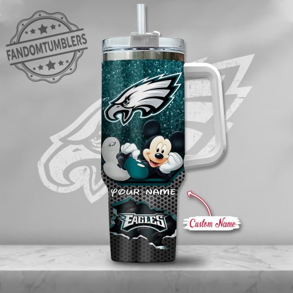 Nfl Philadelphia Eagles Mickey Mouse Stanley Cup 40 Oz Tumbler With Handle fandomtumblers 2